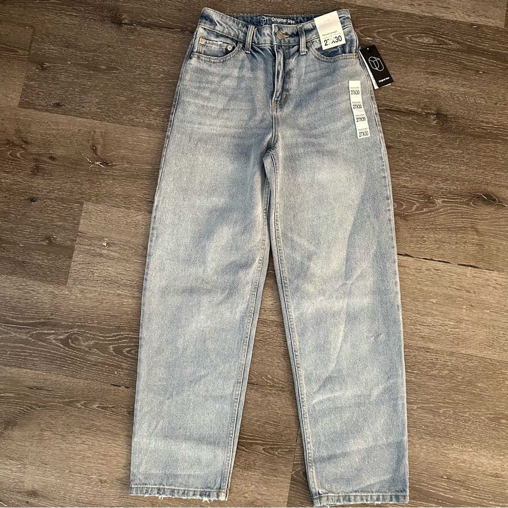 NWT 27x30 Original Use Light Wash Relaxed Straight Denim Cotton Jeans